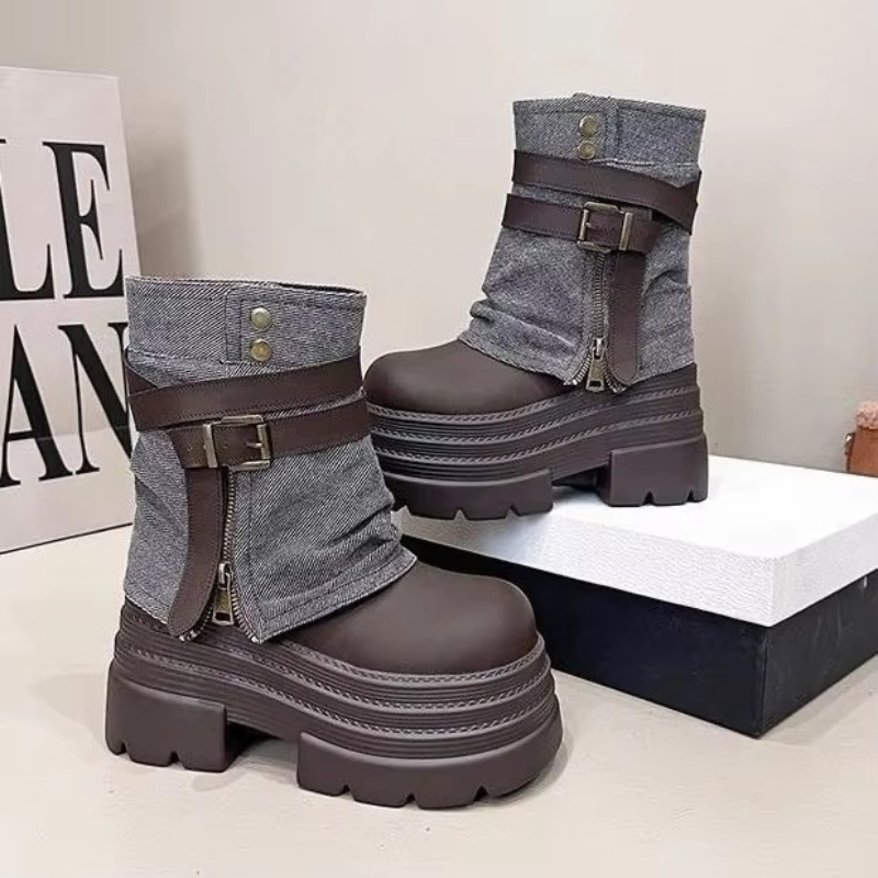Sneaker Zone - 10CM Autumn Chunky Short Boots Women